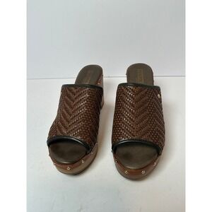 Pikolinos Woven Leather Platform Clogs Brown W0X-0556C1 Sandals 39 Spain US 8.5